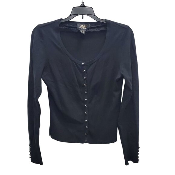 White House Black MarketW&B Silk Knit Snap Front Dark...